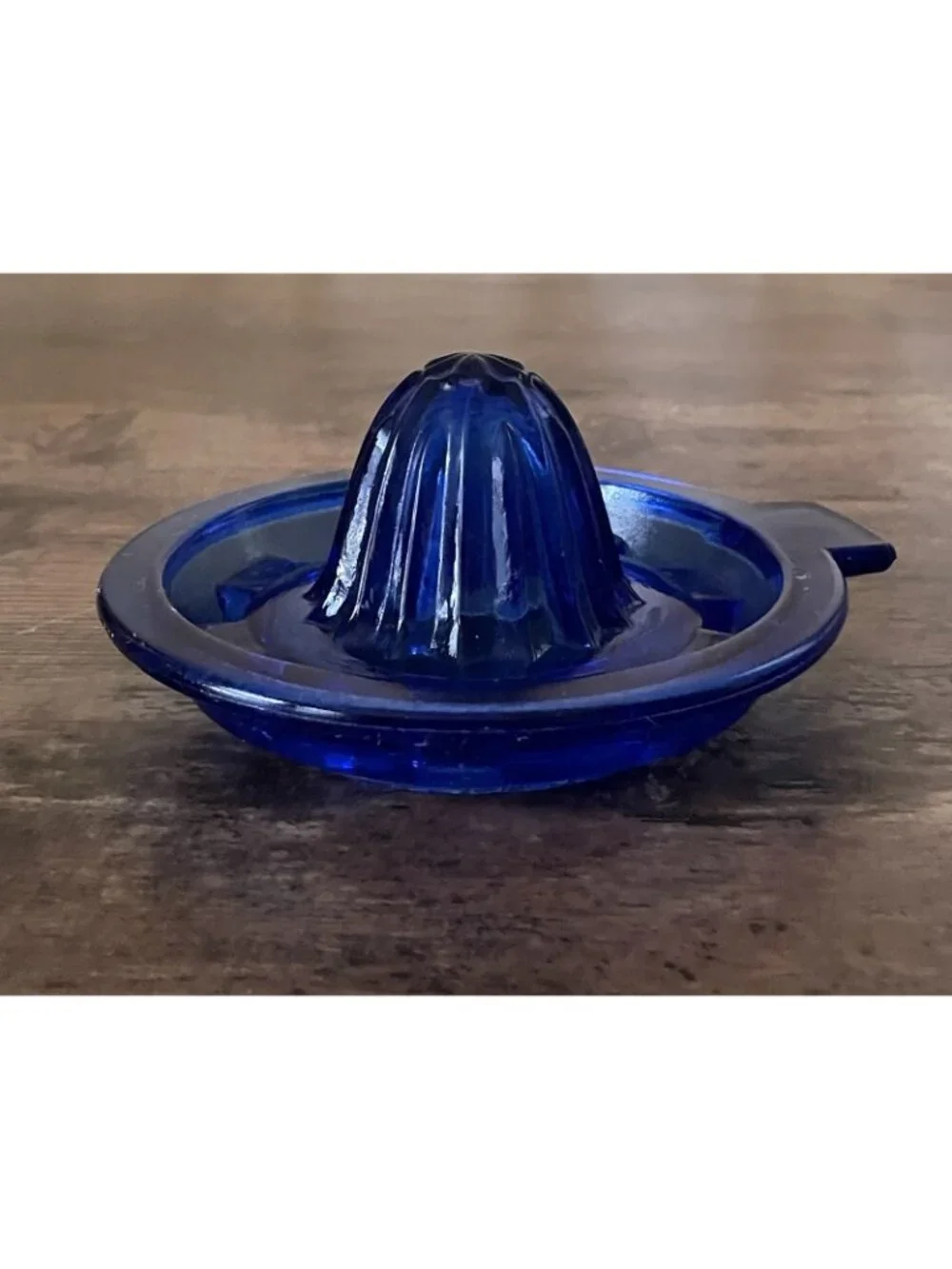 Vintage Cobalt Blue Glass Citrus Reamer Fruit Juice Juicer Handheld Tab Handle
